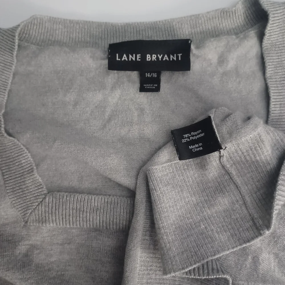 Lane Bryant Classic Square Neck Gray Sweater Plus Sz 14/16